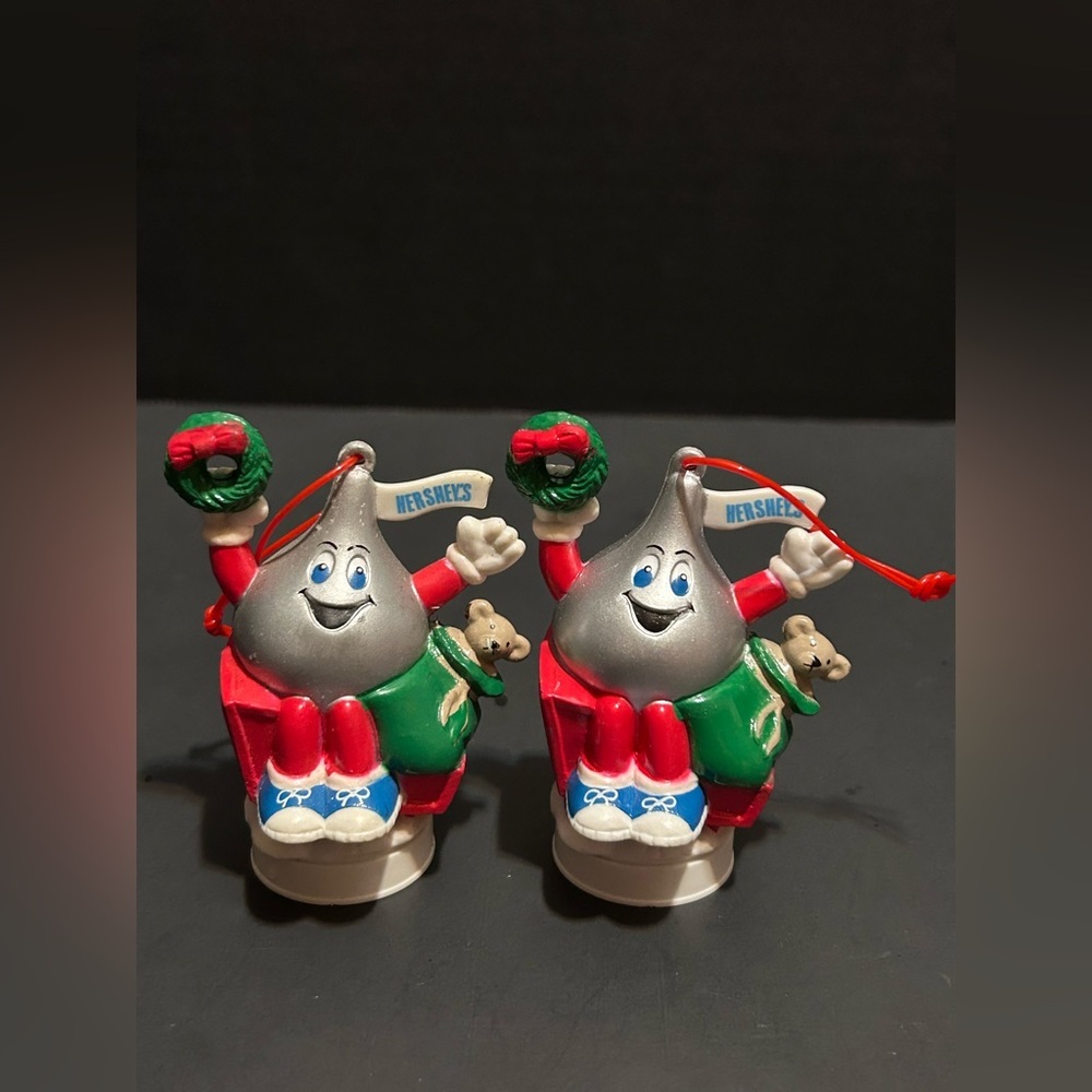 Vintage Hershey's Chocolate Kiss Christmas Ornament 1995 Lot of 2